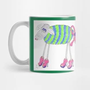 Sheep dressed for action at the barn dance Mug